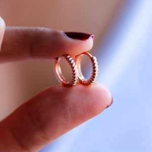 Silver Mini Auger Earring, Auger Hoop Earring, Silver Auger Earring, Auger Model Earring, Auger Silver Earring, Mini Hoop Earring