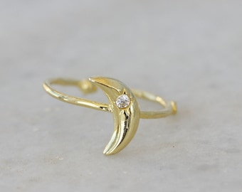 Adjustable Moon Ring, Adjustable  Silver Moon Ring, Adjustable  Gold Moon Ring, Luna Ring, Adjustable Crescent Ring