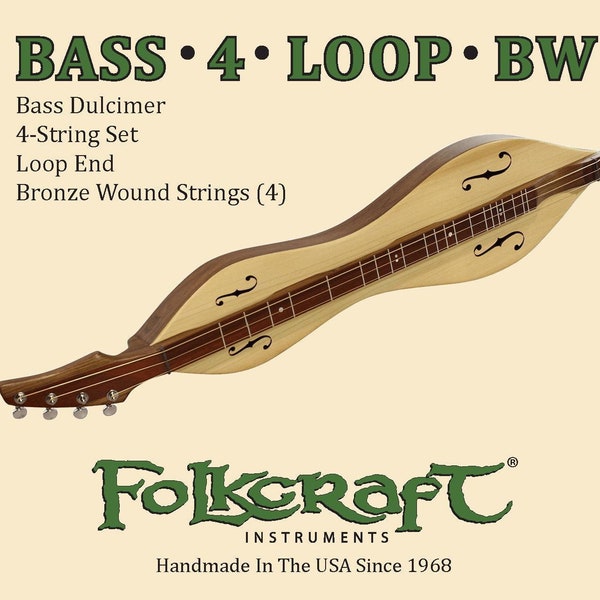 Folkcraft® Mountain Dulcimer String Set, Bass, Loop Ends (.022BW, .022BW, .036BW, .052BW)