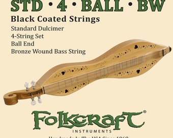 Folkcraft® Black Coated Mountain Dulcimer String Set, Ball Ends (.011" .011" .013" .024"BW)