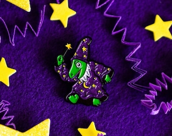 Lizard Wizard Glitter Enamel Pin