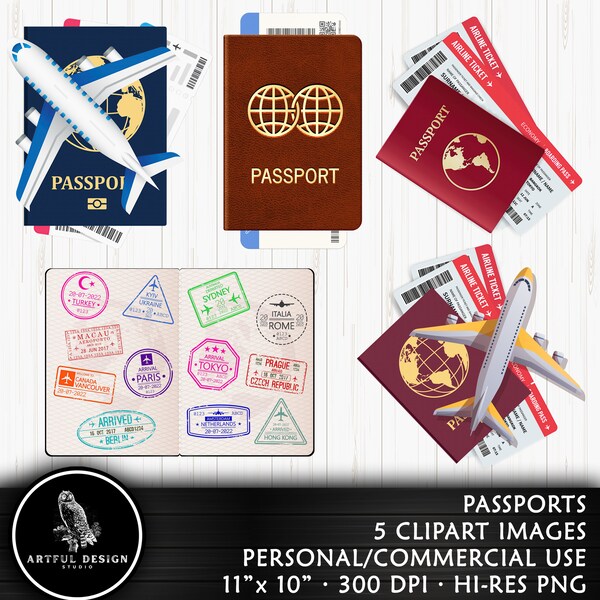 Passport PNG, Passport Clipart, Travel Clipart, Passport with Ticket, Passport Sublimation, Vacation Clipart, Cricut Passport Cut File
