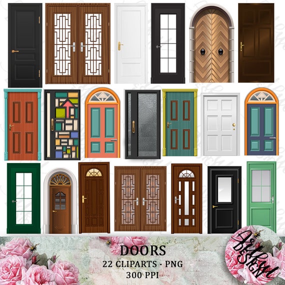 Door Clipart Wood Door Clipart Door Clip Art Wood Door Clip Etsy