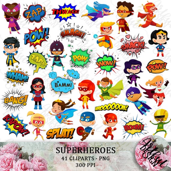 Superhero Clipart Comic Book Clipart Superhero Clip Art Etsy