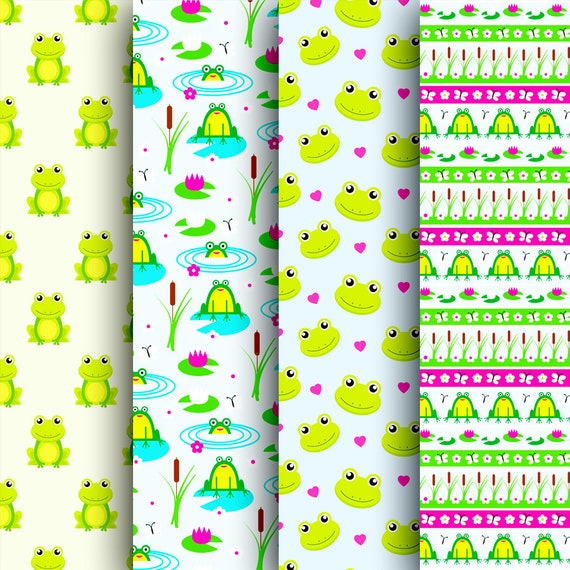 Frog Digital Paper Frog Scrapbook Paper Digital Paper Frog Etsy