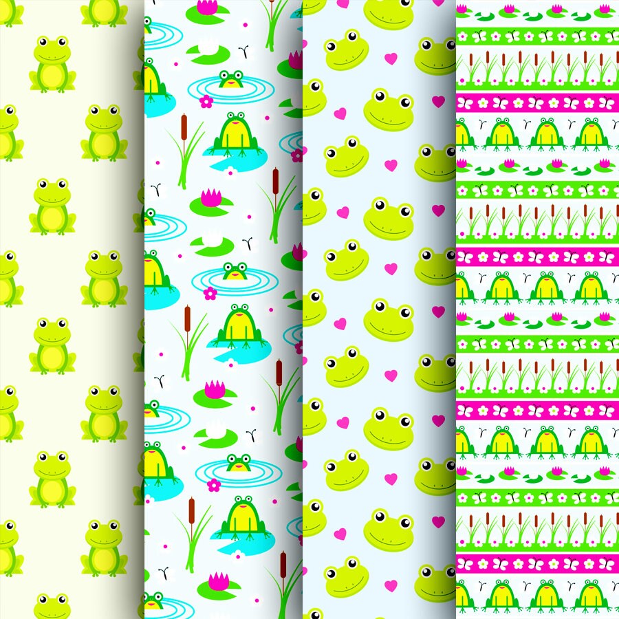 Frog Digital Paper Frog Scrapbook Paper Digital Paper Frog | Etsy