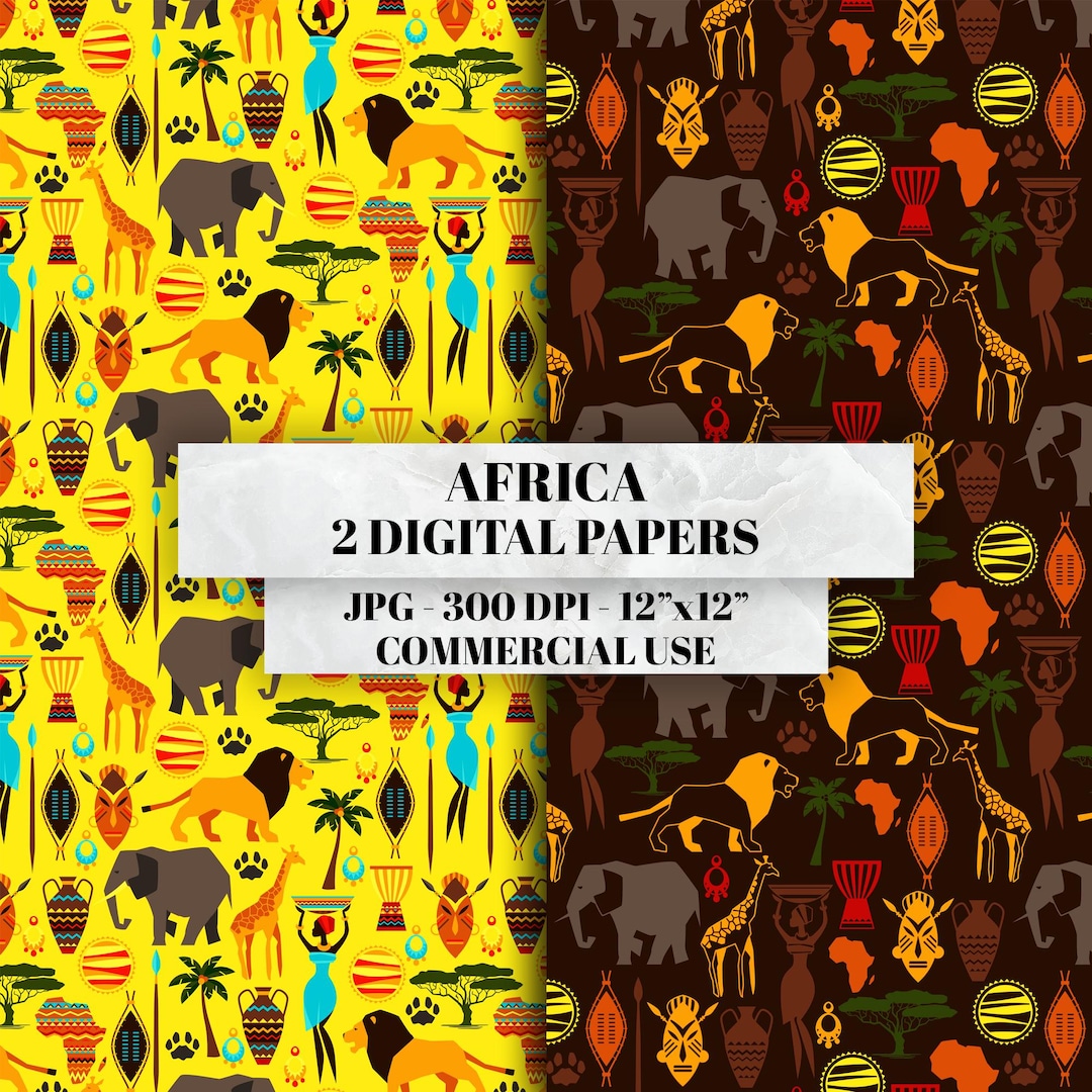 African Digital Paper Africa Background, African Scrapbook Paper for ...