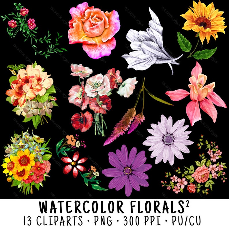 Clipart Floral Watercolor Floral Watercolor Clip Art Clipart Watercolor Watercolor Flower Floral Clipart Watercolor Clipart