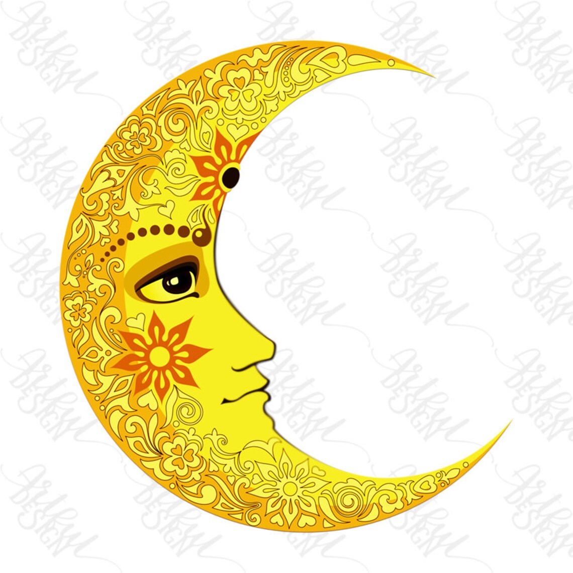 Man In The Moon PNG Moon Clipart Celestial Clipart Moon Etsy