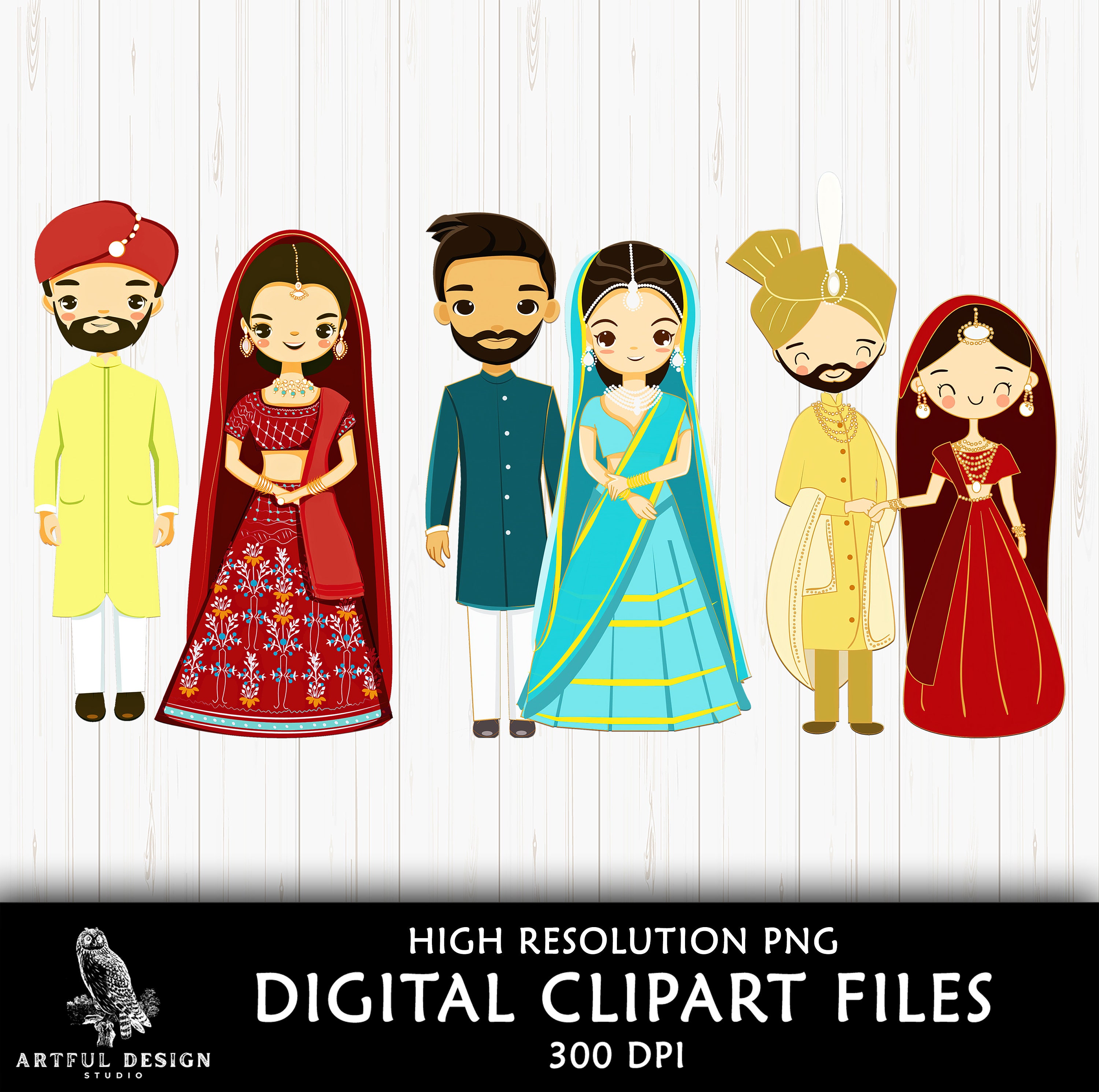Indian Wedding Cartoon - Etsy Indian Wedding Cartoon - Etsy