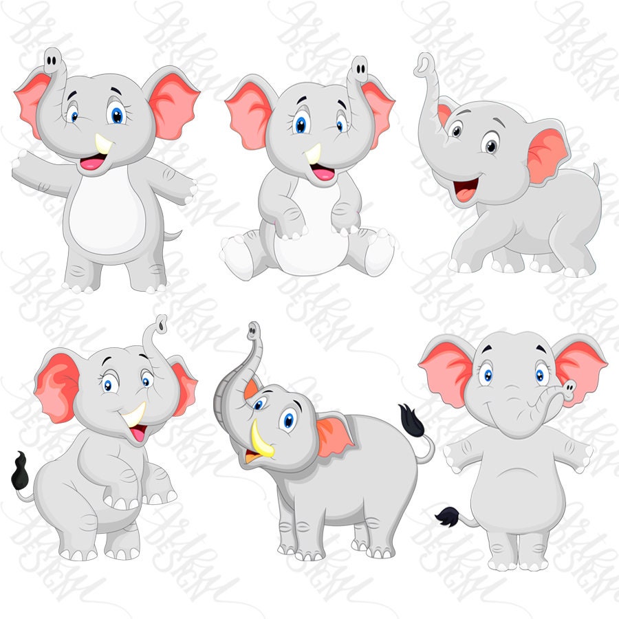 Cute Elephant Clipart Cute Elephant PNG Elephant PNG | Etsy