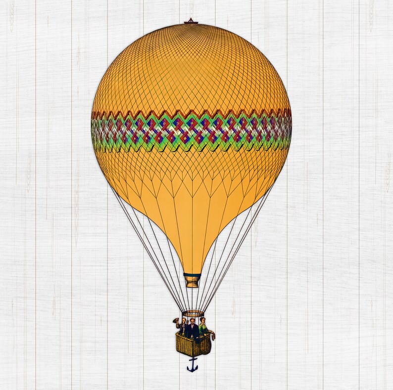 Vintage Hot Air Balloon PNG, Vintage Hot Air Balloon Clipart Digital