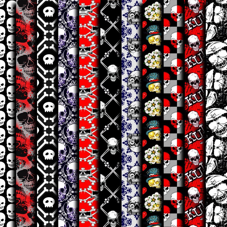 Skull Background Skull Paper Pack Skull Pattern Skull Digital Paper Skull Scrap Paper Skull Wallpaper Skull Print Skull Paper