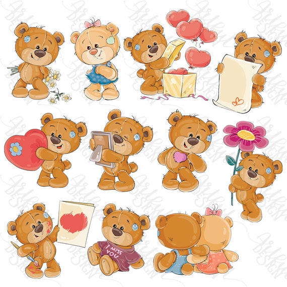 Teddy Bear Clipart Teddy Bear Clip Art Cute Bear Clipart Etsy