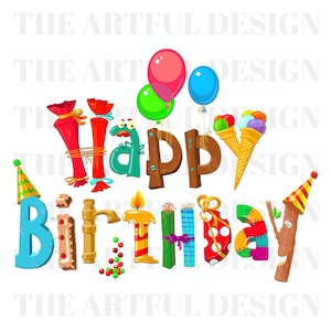 Alles Gute zum Geburtstag PNG, Alles Gute zum Geburtstag Clipart, Geburtstag Sublimation PNG, Digitale Geburtstagseinladung, Geburtstag Download