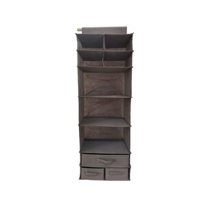 Smirly Hanging Closet Organizer Shelves. Grey 6 Shelf Closet Storage with 5 Clothes Organizer Drawers and Purpose Made