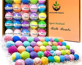 Bath Bombs 50, 40, 36, and 24 Piece Gift Set. Individually Wrapped, Sulfate Free. Natural Moisturizing