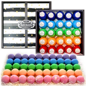 Purelis Natural Bath Bombs Gift Set. Select from Set of 24, 30, 40, 50 Bath Bombs or 24 +4 gift boxes. Individually Wrapped