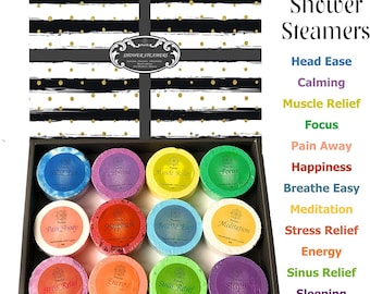 Purelis Natural Shower Steamers for Men & Women. 12 Therapeutic Shower Bombs Infused with Essential Oils.