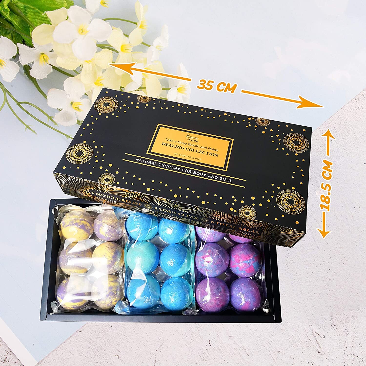 Healing Essential Oil Bath Bombs Gift Box With 18 Full Size Etsy