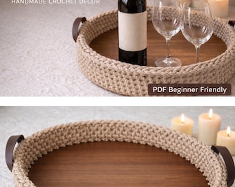 Patrón de bandeja de crochet, organizador de madera de 30 cm (descarga en PDF)
