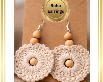 Pendientes de ganchillo estilo boho / Patrón apto para principiantes (Descarga en PDF)