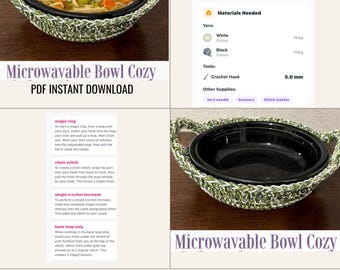 Patrón de funda para tazón de microondas a crochet / Descarga instantánea