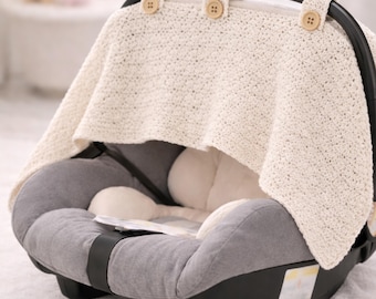 Funda para asiento de coche tipo "peek-a-boo" / Ligera para verano / Toldo transpirable / Patrón de ganchillo en PDF para principiantes