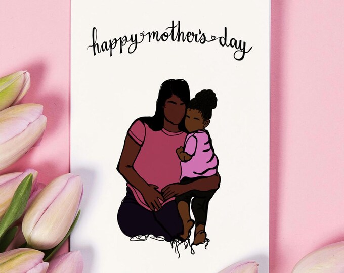 Mother's Day Greeting Card Black Children Black Mom