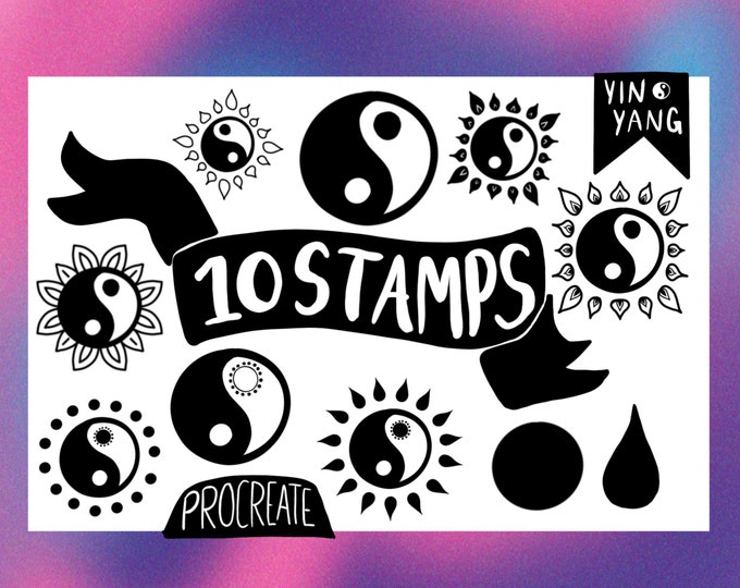 8 Yin Yang Procreate Stamps