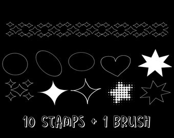 10 Geometric Shapes Procreate Stamps & Star Procreate Brush