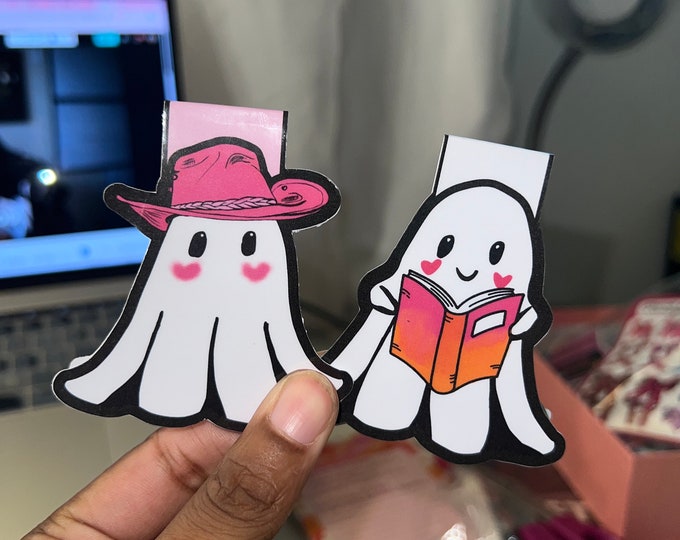 Magnetic Bookmarks Ghosts Aesthetic Reader | Bookish, Book Lover Gifts, Bookmarks, Pink, Cowboy, Gifts for Readers Spooky Halloween Gift