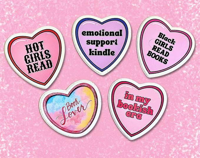 Choose Your Book Stickers, 2in, Book Lover, Mariah Monique DesignBook Lover, Candy Hearts, Kindle Accessories,Waterproof, Decorative, Gift