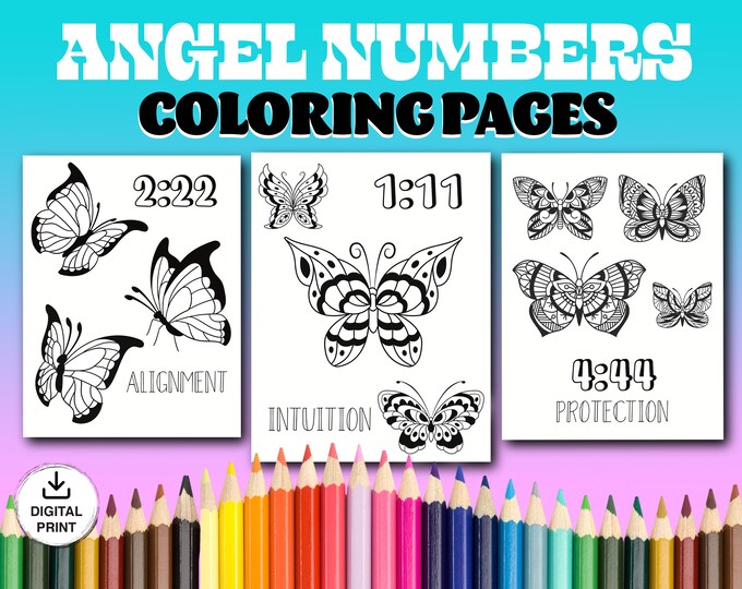 angel numbers Intuition digital download coloring pages adult