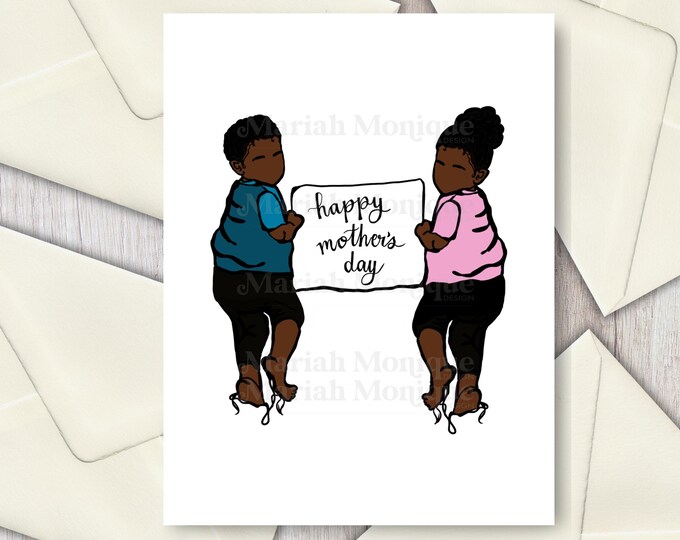 Mother's Day Greeting Card Black Children Black Mom