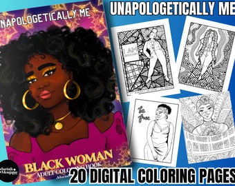 20 Black Woman Illustrations Digital Coloring Pages Instant Download