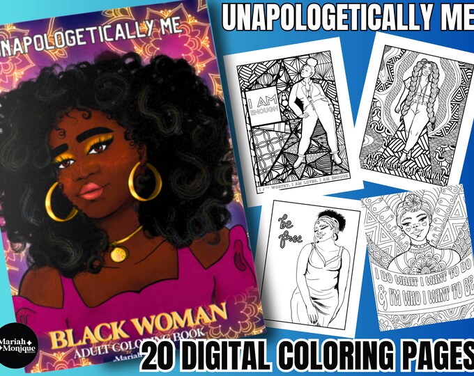 20 Black Woman Illustrations Digital Coloring Pages Instant Download