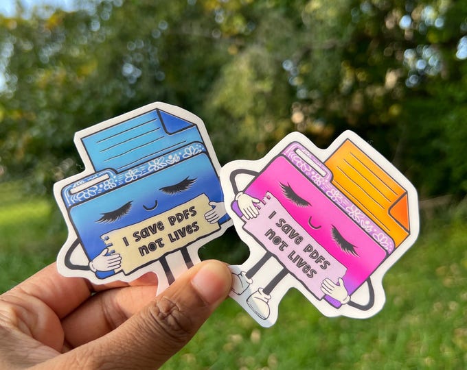 Funny Office Humor Sticker I Save PDFs Not Lives Quote Work Sticker Corporate Work Gift Team Gift For Employee Cute Sticker Laptop