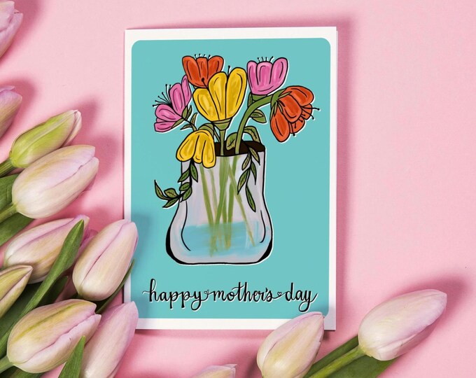 Mother's Day Blue Tulips Greeting Card