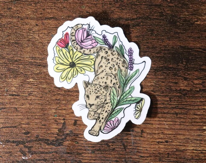 Leopard Africa Floral Clear Matte Vinyl Sticker