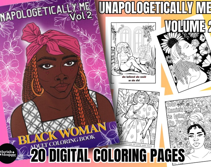 20 Black Woman Illustrations Digital Coloring Pages Instant Download Volume 2