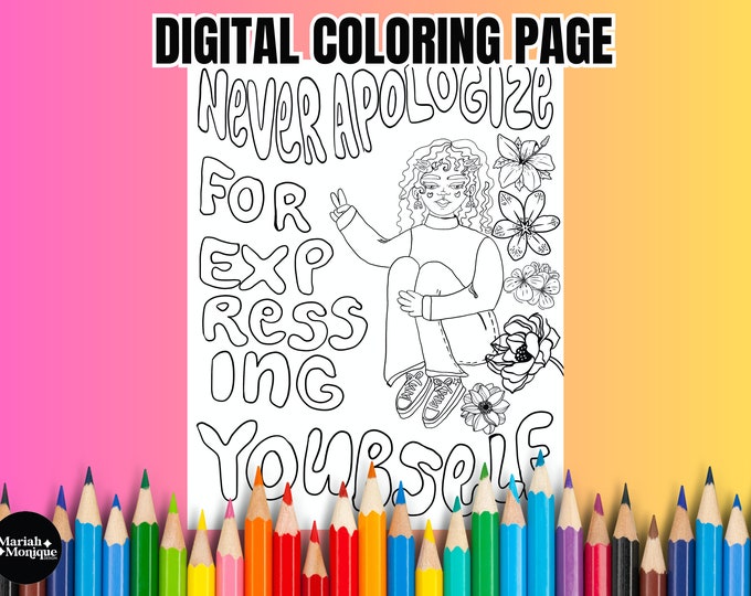 Coloring Page Instant Download Printable At Home Coloring Adult Stress Relief
