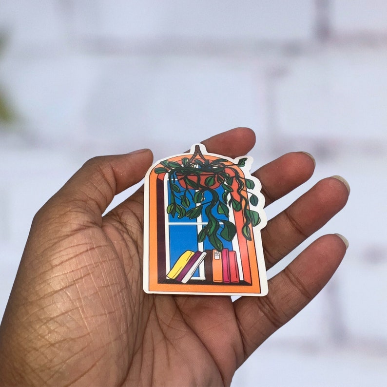 Bookshelf Vinyl Sticker Plant Lover Bookish Kindle Sticker Plants