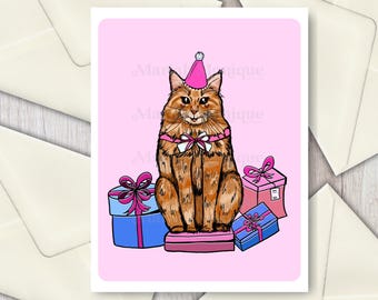 Cat Cute Birthday Greeting Card