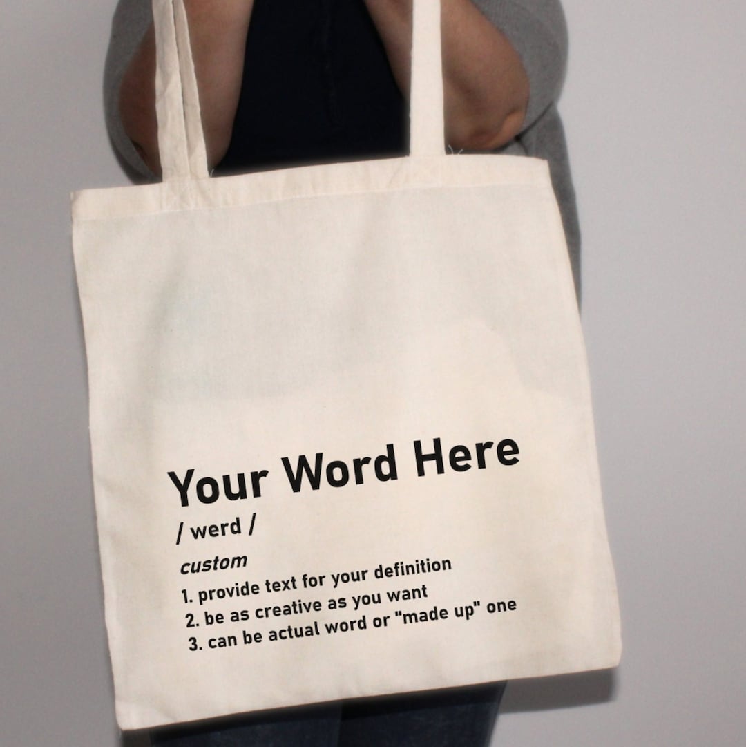 Custom Definition Tote Bag Canvas Market Bag Library Book Etsy