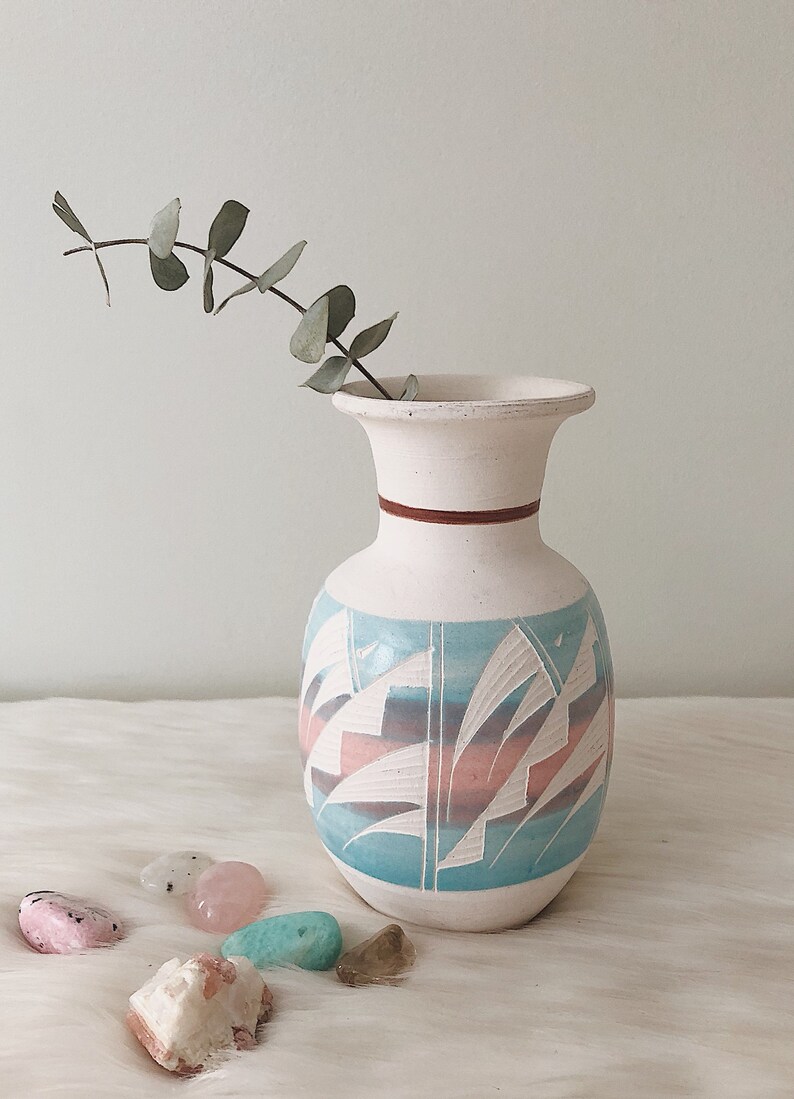 Southwestern Pottery Etched Vase Southwest Decor Vintage Etsy