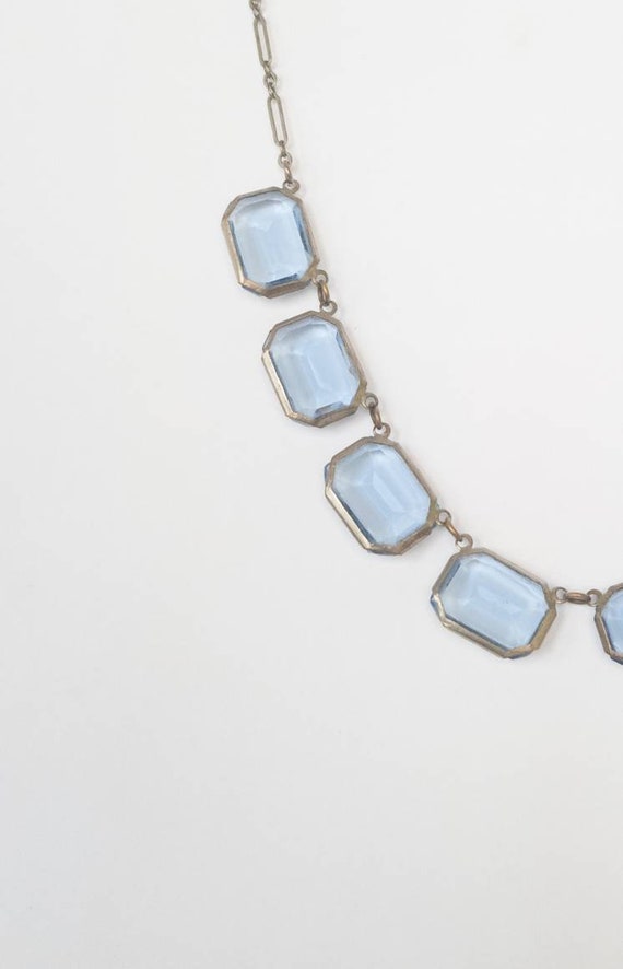 Early art deco faceted blue glass open back link … - image 7