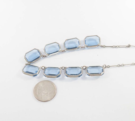 Early art deco faceted blue glass open back link … - image 5