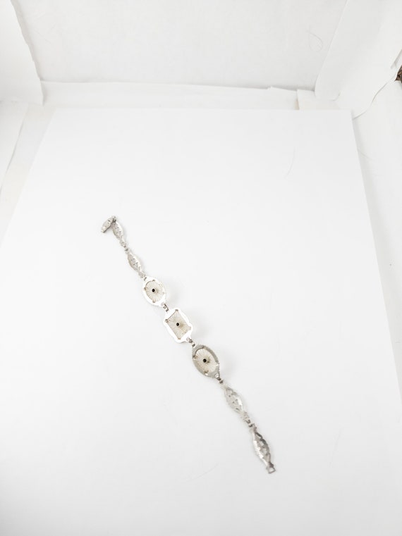Antique camphor glass bracelet Edwardian rhodium … - image 7