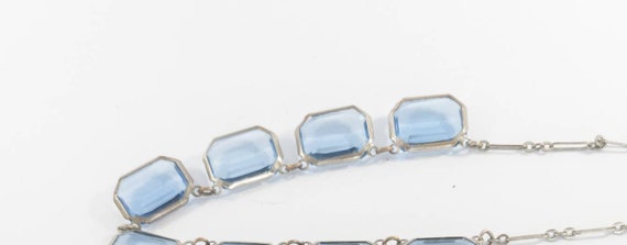 Early art deco faceted blue glass open back link … - image 6